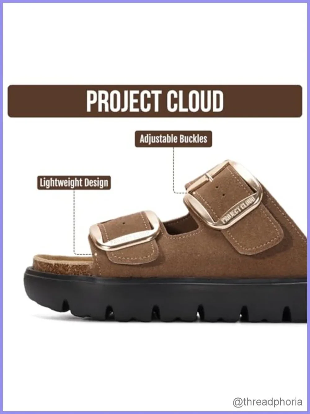 Genuine Leather Platform Sandals for Women Slip On 1.7 Inch Chunky